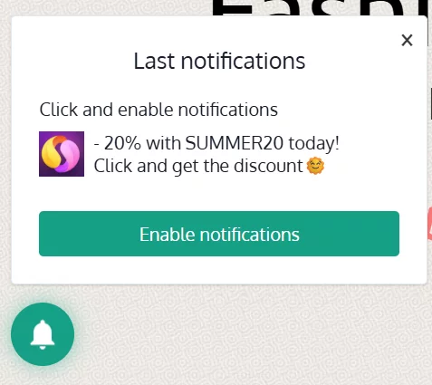 push messages in the notification center on the website